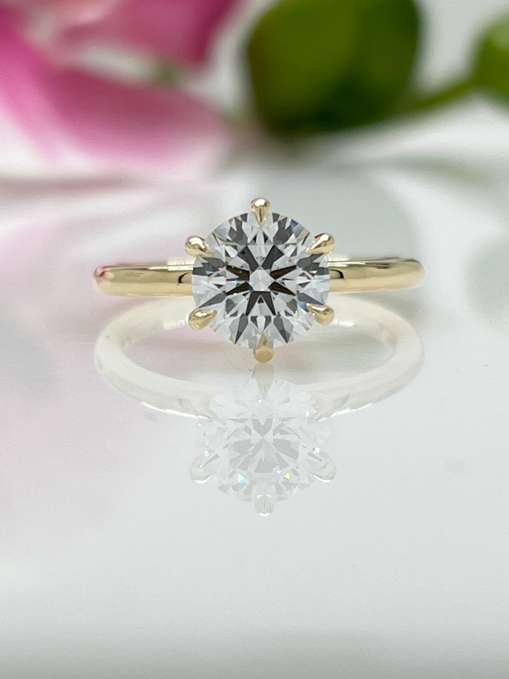 1.41 Carat Solitaire Lab Diamond Ring 6-Prong 14K Gold